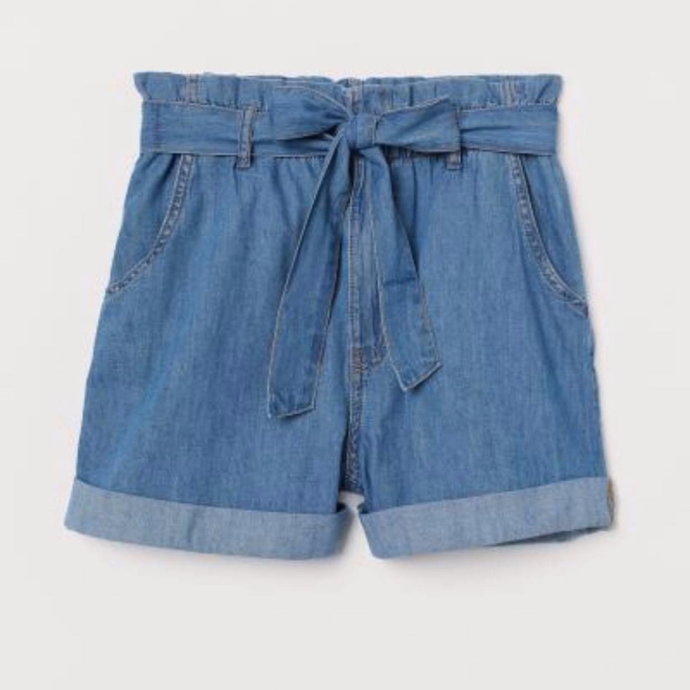 Denim Paper Bag Shorts